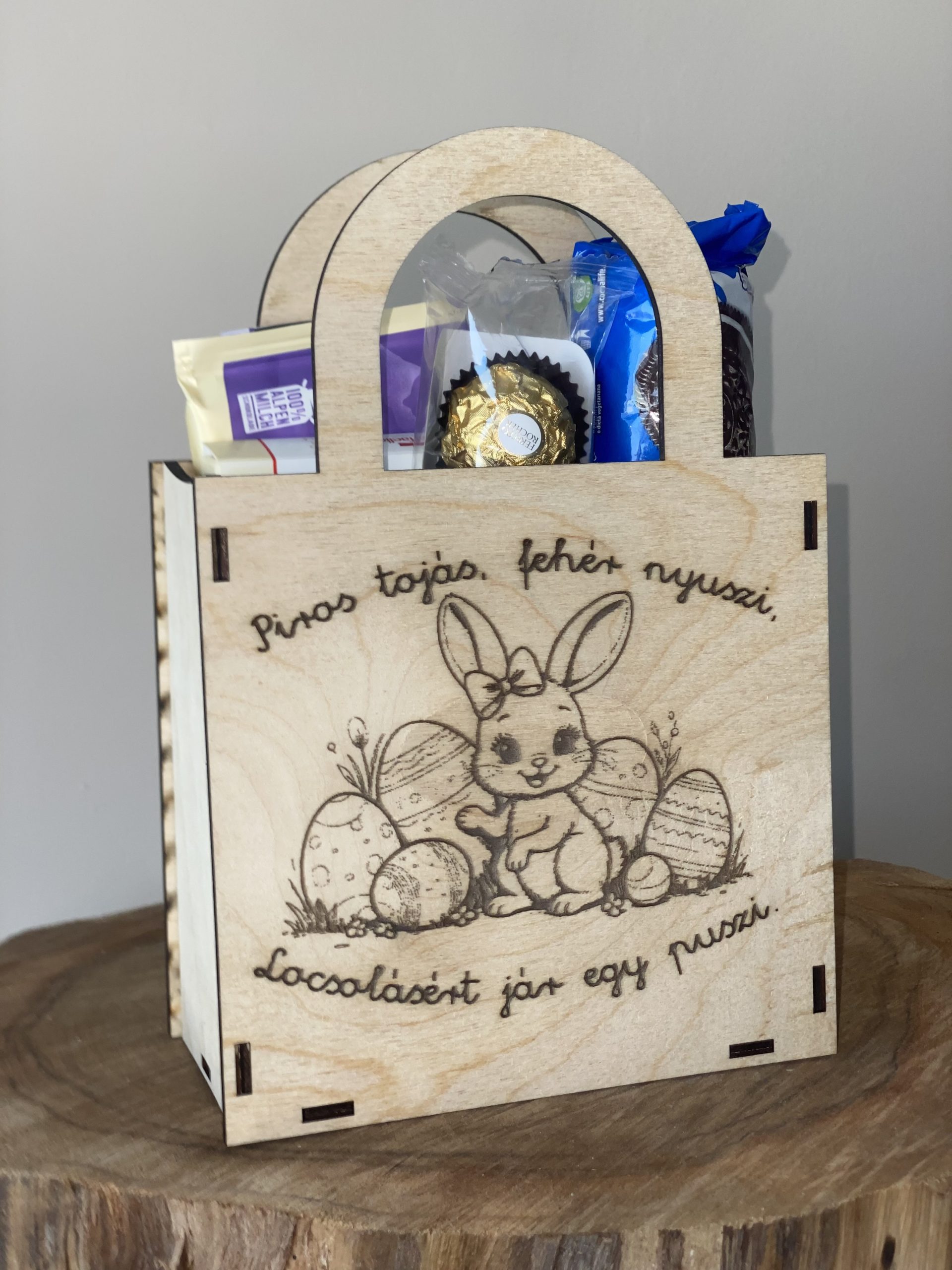 Húsvéti nyuszis ajándéktáska – kislány nyuszival 🐰